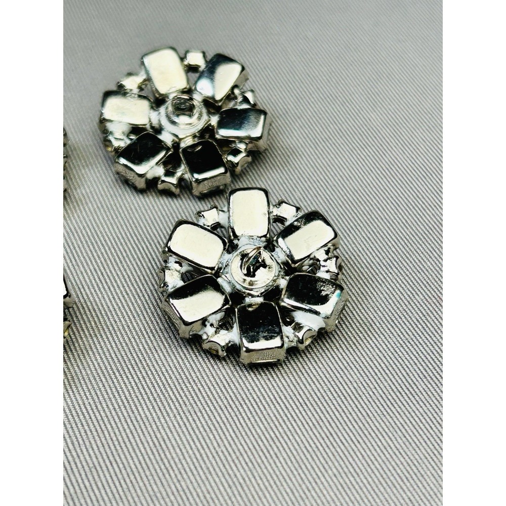 Metal & Rhinestone Large Flower Buttons Set Of 4 - Picture 9 of 9